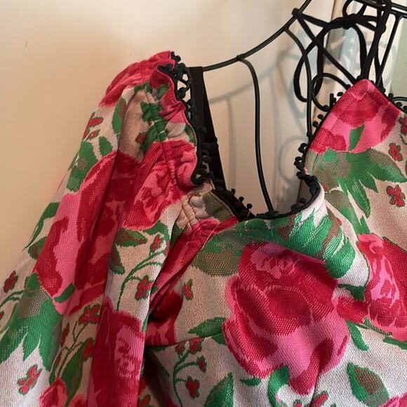 Anthropologie Frida Off The Shoulder Halter Top Red Rose L - Picture 7 of 10